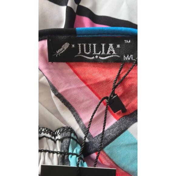 Julia Maxi Dress multicolor V Neck smocked waist sleeveless Silk Blend size M/L - Picture 6 of 8